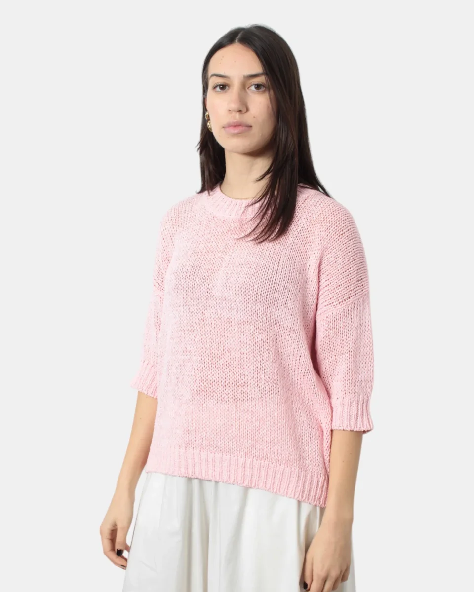 maglia a girocollo roberto collina - b4131 rosa - immagine 3