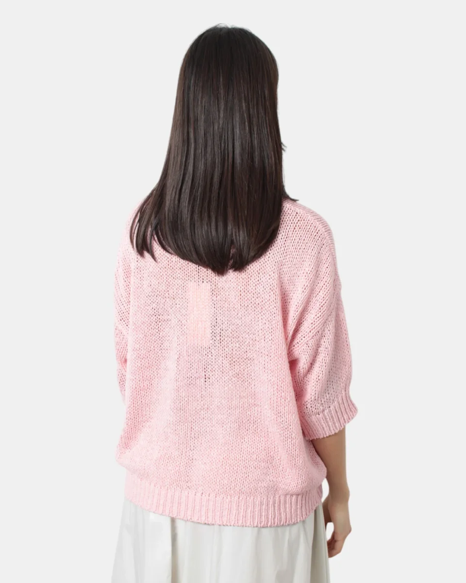 maglia a girocollo roberto collina - b4131 rosa - immagine 4