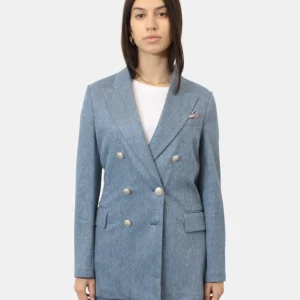 BLAZER DOPPIOPETTO CIRCOLO 1901 IN MISTO LINO E COTONE - DARK ASH