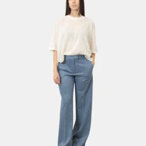 PANTALONE OMINILE CIRCOLO 1901 IN MISTO LINO E COTONE - DARK ASH