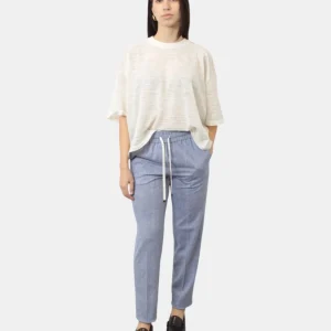 PANTALONE CIRCOLO 1901 CON COULISSE IN PIQUET - DARK SKY