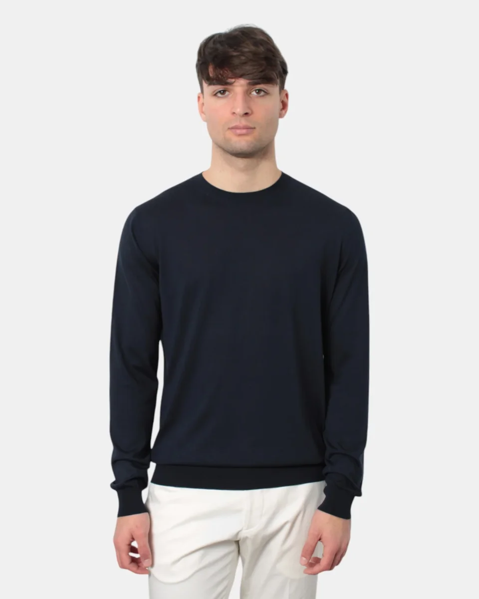 MAGLIA A GIROCOLLO KANGRA IN RASATO CALATO - 38 BLU - immagine 2