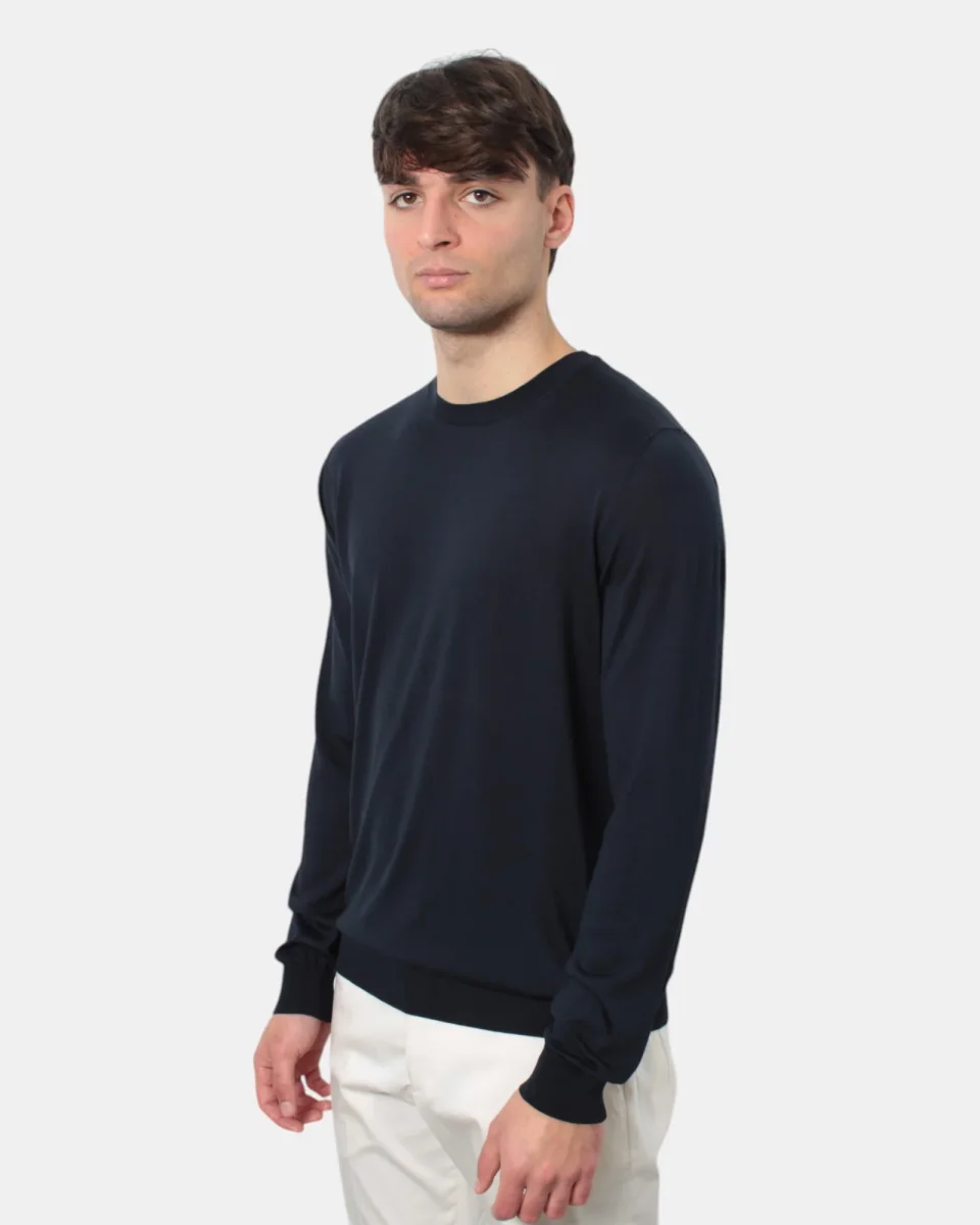 MAGLIA A GIROCOLLO KANGRA IN RASATO CALATO - 38 BLU - immagine 3