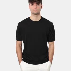 MAGLIA A GIROCOLLO KANGRA IN RASATO CALATO - 13 NERO