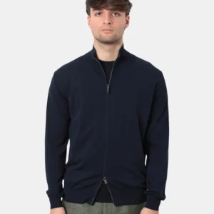 MAGLIA A ZIP DI KANGRA IN RASATO CALATO - 38 BLU