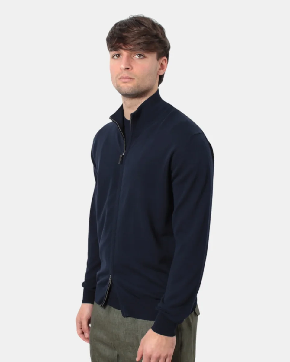 MAGLIA A ZIP DI KANGRA IN RASATO CALATO - 38 BLU - immagine 3