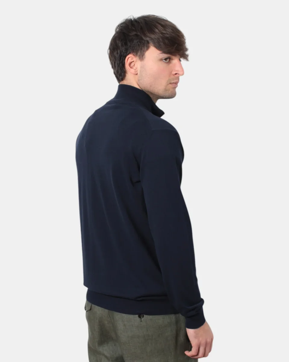 MAGLIA A ZIP DI KANGRA IN RASATO CALATO - 38 BLU - immagine 4