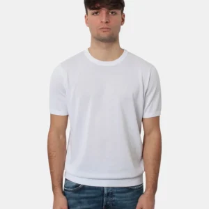 MAGLIA A GIROCOLLO KANGRA IN RASATO CALATO - 1 BIANCO