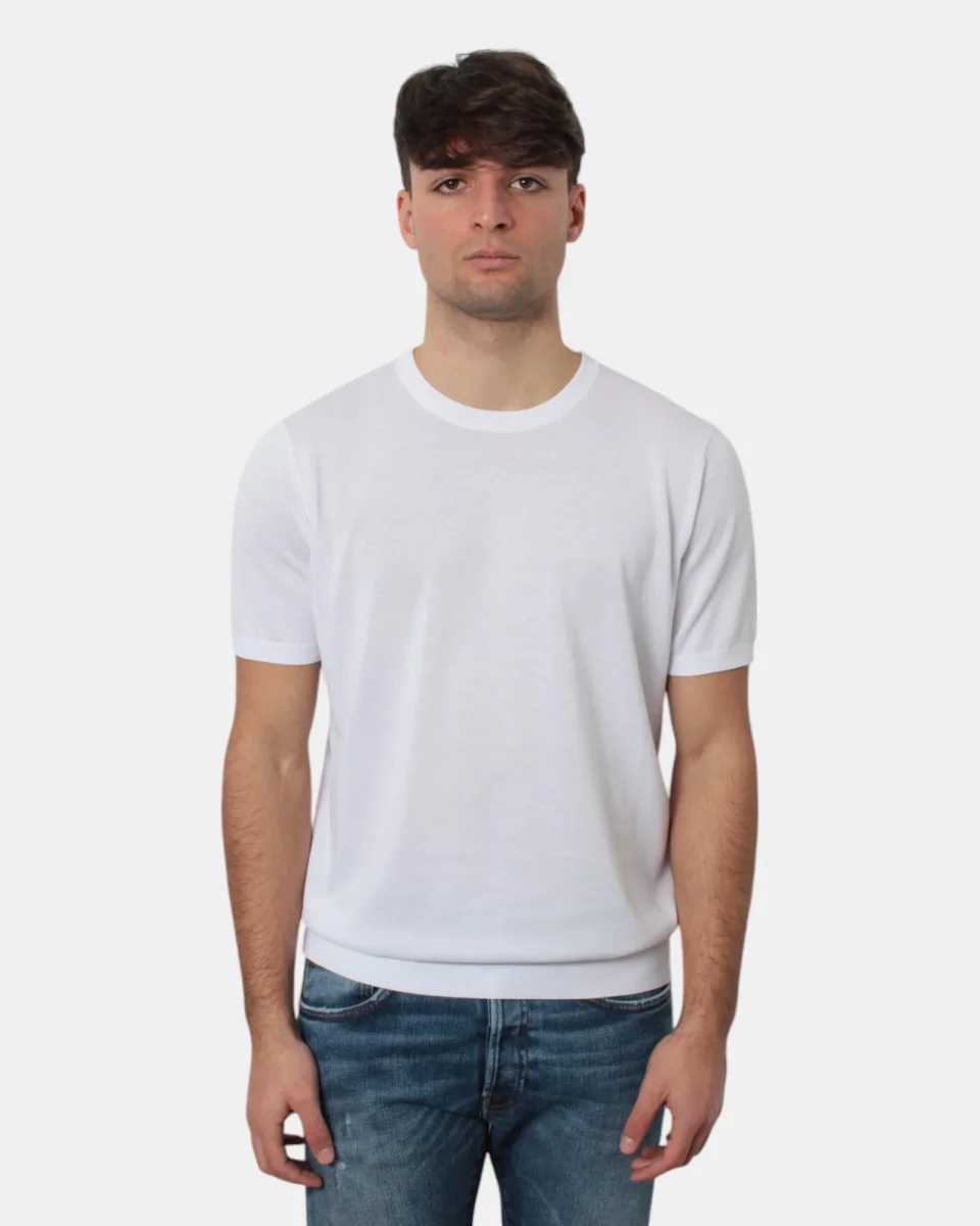 MAGLIA A GIROCOLLO KANGRA IN RASATO CALATO - 1 BIANCO