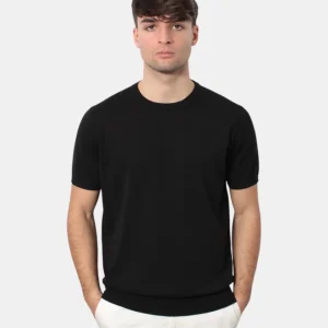 MAGLIA A GIROCOLLO KANGRA IN RASATO CALATO - 13 NERO