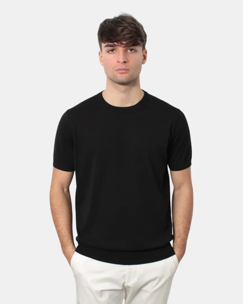 MAGLIA A GIROCOLLO KANGRA IN RASATO CALATO - 13 NERO