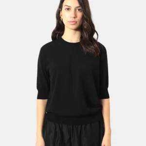 MAGLIA A GIROCOLLO KANGRA IN RASATO CALATO - 13 NERO