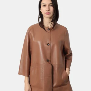 GIACCA IN PELLE THE JACKIE MOD. DOM REVERSIBLE - 14 CAMEL