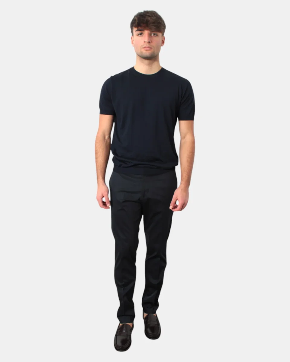 PANTALONE TASCA A FILO MICHELE CARBONE MOD. BRAD CAPRI - 016 NAVY - immagine 6