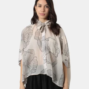 CAMICIA MANICA LUNGA MEIMEI J  - S7010 STAMPA OYSTER/NERO