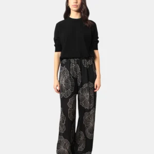 PANTALONE MEIMEI J - S1070 STAMPA NERO/OYSTER