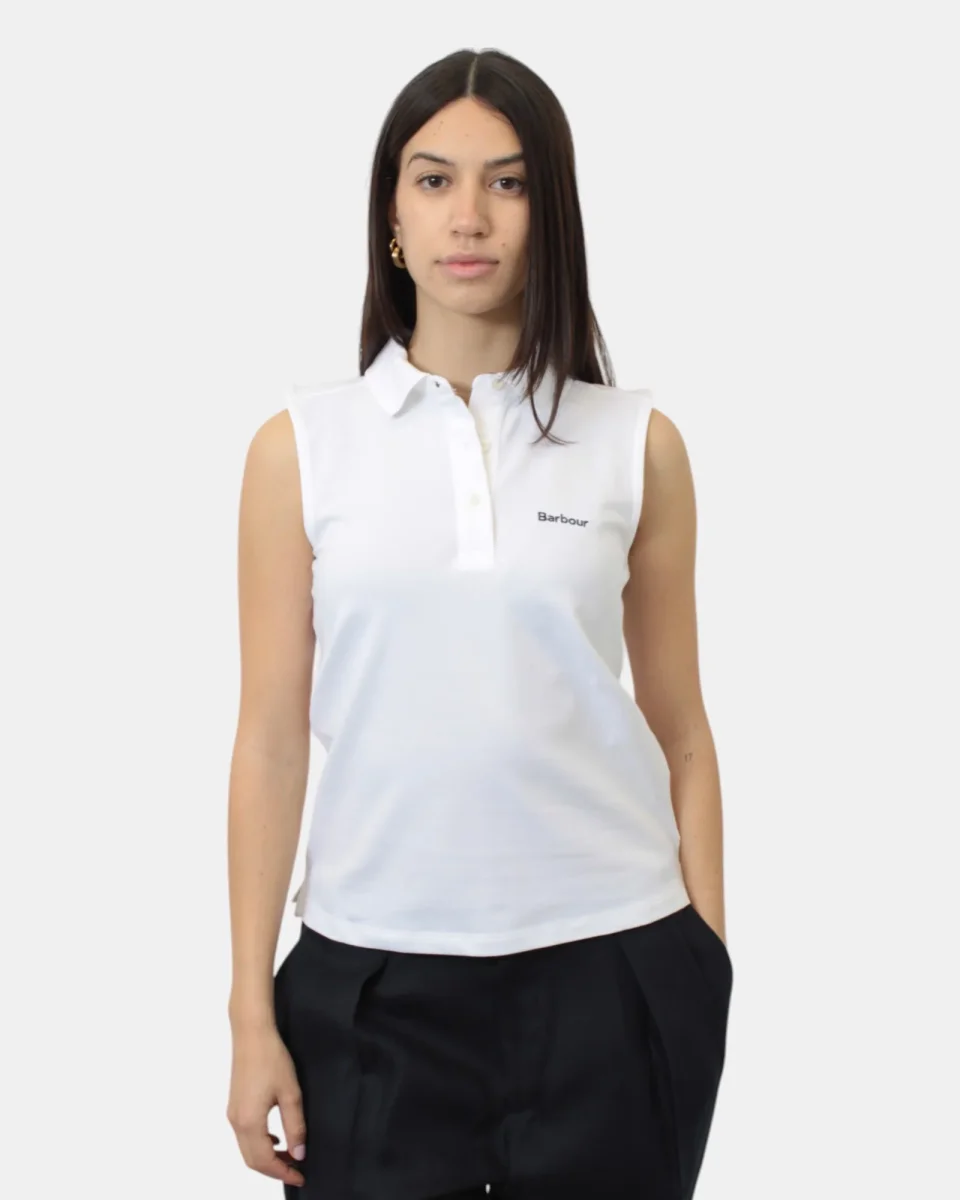 Polo a manica corta barbour international mod. bowford sleeveless - wh11 white - immagine 5