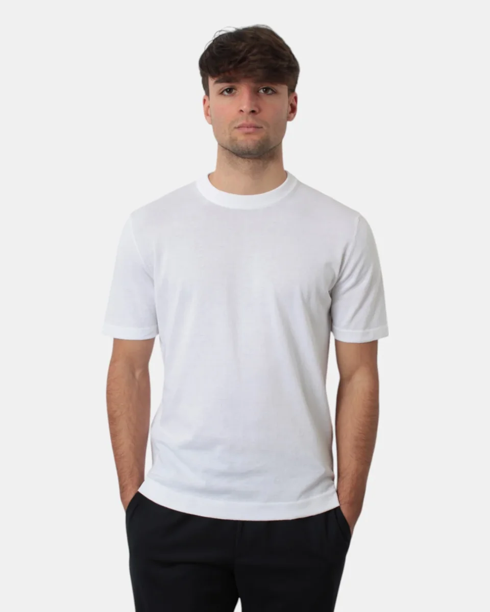 GIROCOLLO MANICA CORTA BELLWOOD CON FONDO TUB E SPACCHETTI - 001 BIANCO