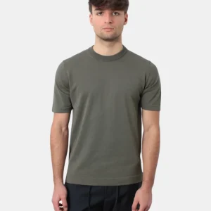 GIROCOLLO MANICA CORTA BELLWOOD CON FONDO TUB E SPACCHETTI - 034 VERDE MILITARE