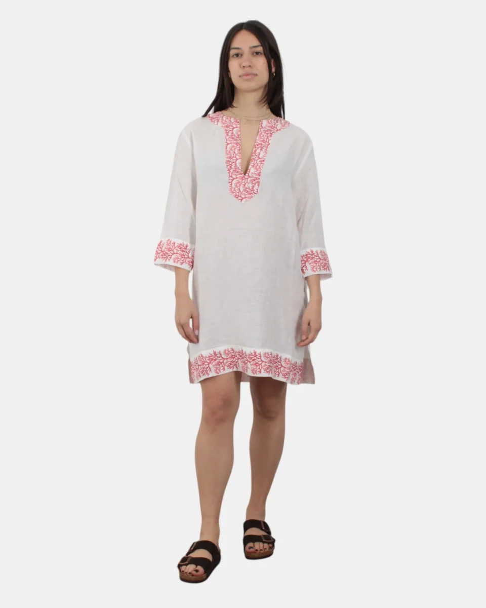 SHORT BEACHROBE DRESS - LINEN CORAL 1041 - immagine 5