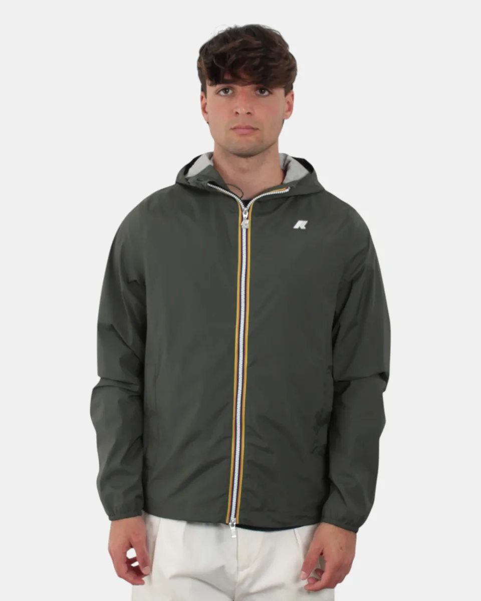 giubbotto k way mod. jack stretch nylon jersey - wmr green blackish - immagine 5