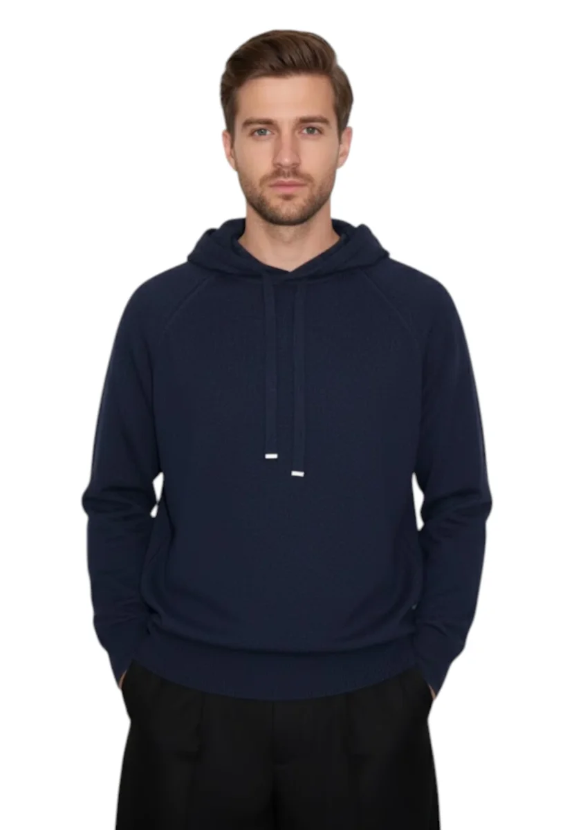 felpa con cappuccio in maglia - 38 blu - immagine 5