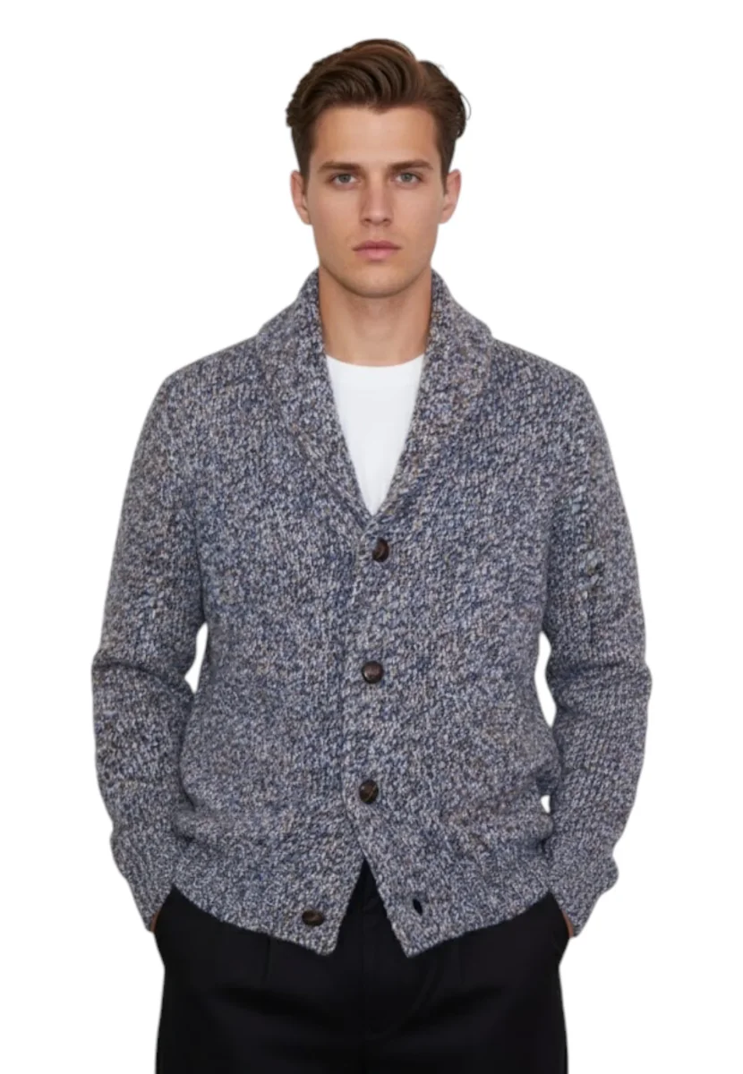 cardigan con collo sciallato - 319 indaco - immagine 5