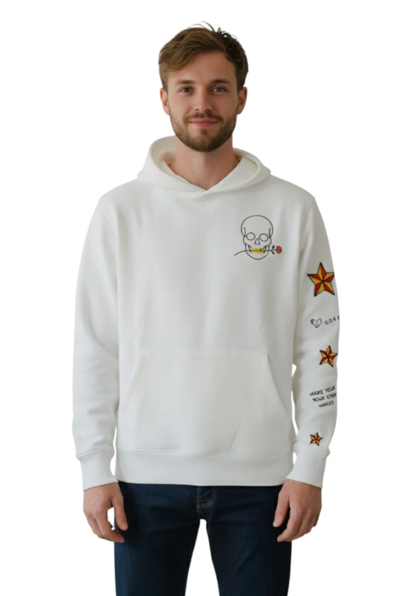 felpa con cappuccio white - immagine 5