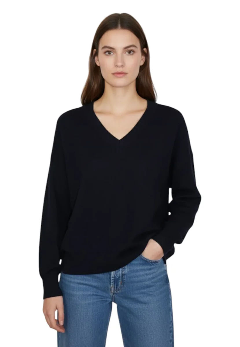 scollo a v in finezza 12 - blu navy - immagine 5