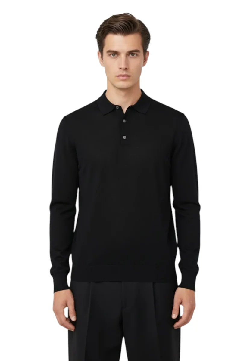 polo a manica lunga - nero - immagine 5