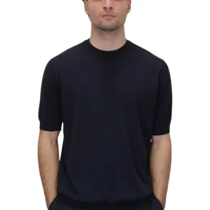 maglia in cotone e seta - 01r navy