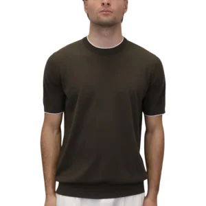 girocollo con profili contrasto - 232 moro/bianco