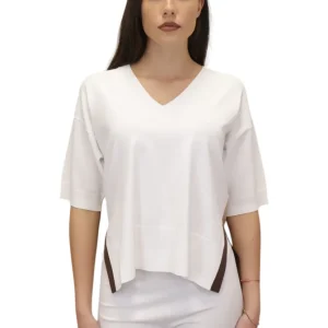 pull color block con spacchi - 1 bianco/cappuccino