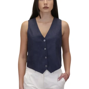 gilet lino - 026 denim