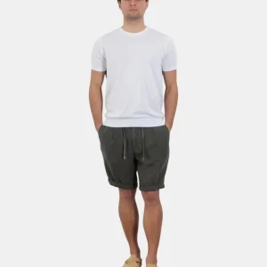 BERMUDA IN LINO 40 WEFT CON COULISSE - W893 VERDE MILITARE