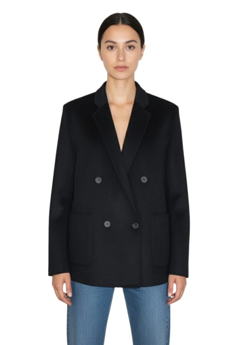 blazer doppio petto semi over - black