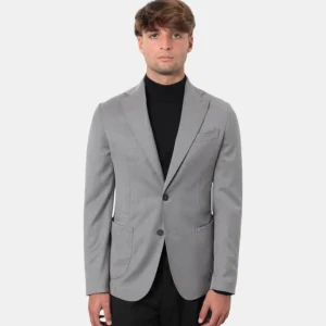 BLAZER MONOPETTO BOTTEGA MARCHIGIANA - GRIGIO CHIARO