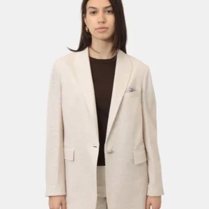 BLAZER MONOPETTO CIRCOLO 1901 IN MISTO LINO E COTONE - SUGAR