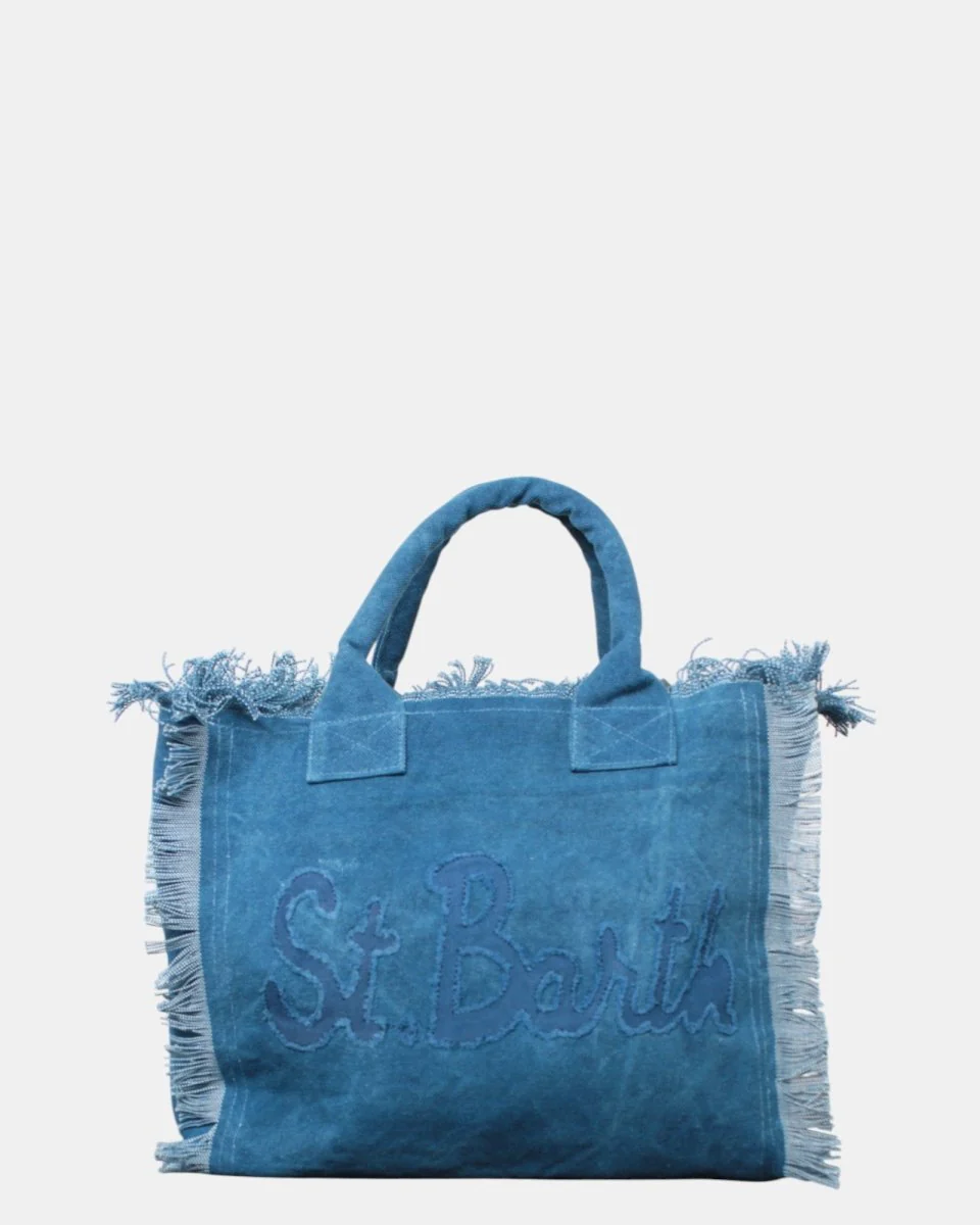 borsa a spalla vanity in tela blu