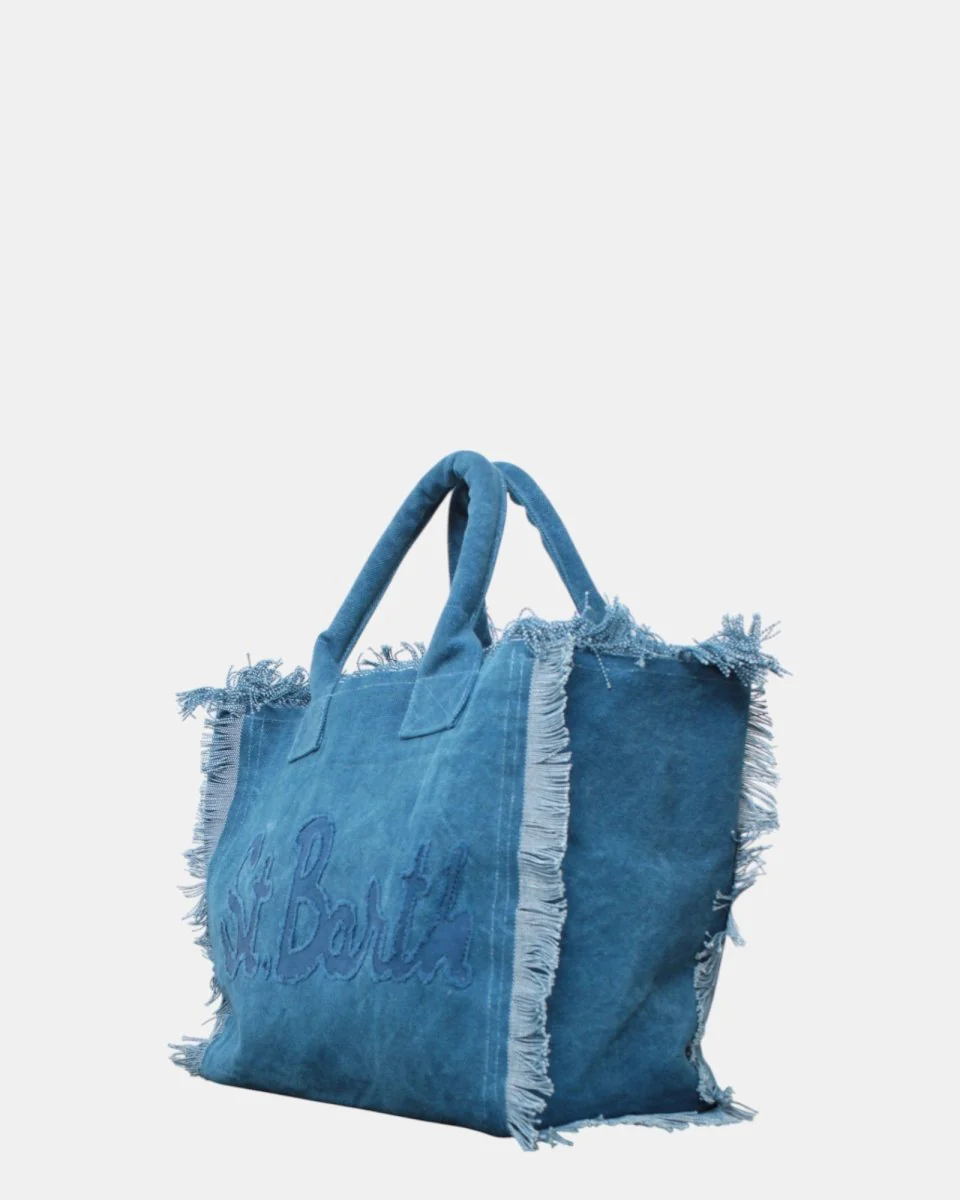 borsa a spalla vanity in tela blu - immagine 3