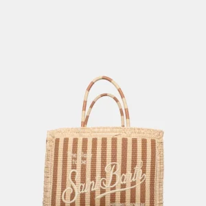 borsa di paglia con manico - stripes v 18 emb