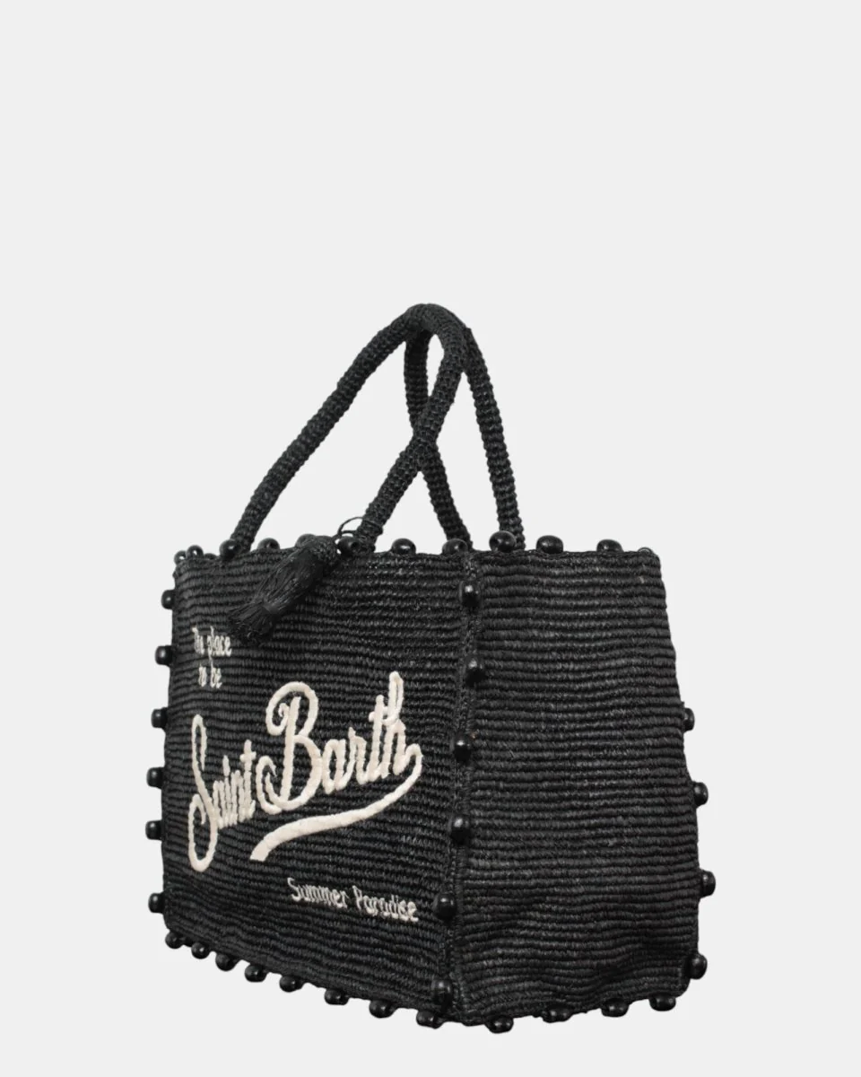 borsa vanity raffia con ricamo bianco - beads 00 emb - immagine 3