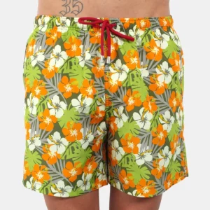 boxer mare mod. fiori tropicali - verde militare