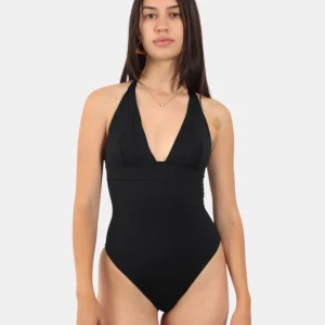BREASTED HALTER ONE PIECE SWIMSUIT - 00 BLACK