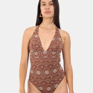 BREASTED HALTER ONE PIECE SWIMSUIT - SANGALLO 1810