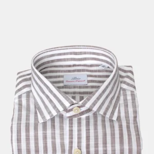 BRIO - CAMICIE MANICA LUNGA MARRONE/BIANCO