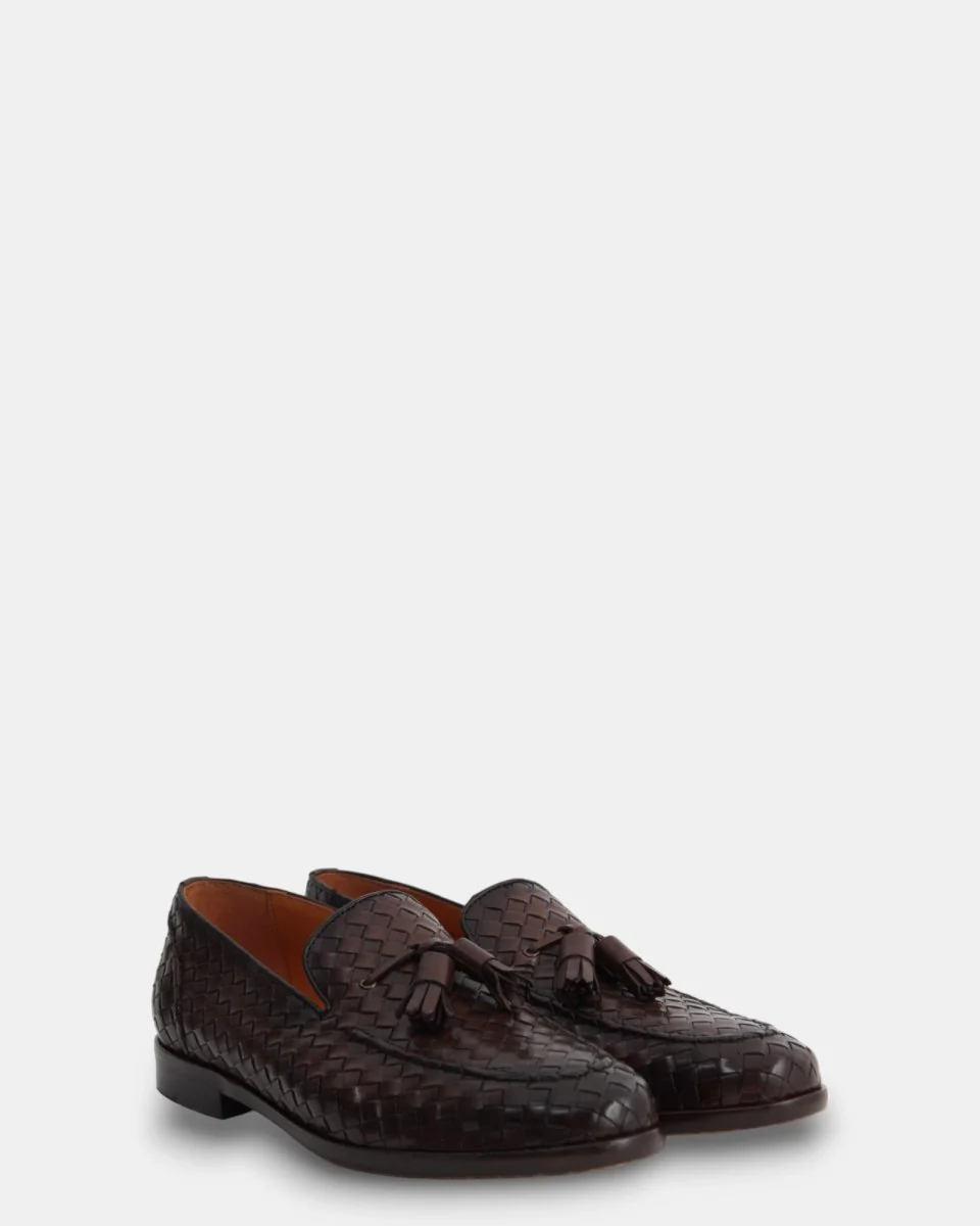 mocassino con nappine mod. javo intrecciato testa di moro - immagine 3