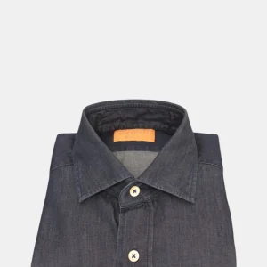 CAMICA GRIGIO MOD. REGULAR CON PINCE - 668 DENIM