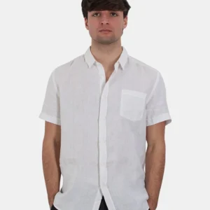camicia 40 weft a mezza manica con taschino - 40w441 bianco