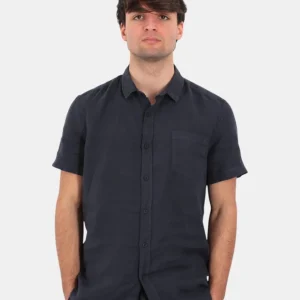 camicia 40 weft a mezza manica con taschino - w1738 blu